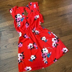 Red dress with flowers